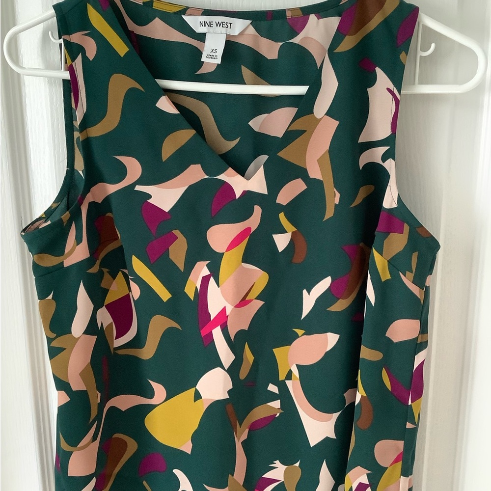 Nine West Multicolor Abstract Blouse